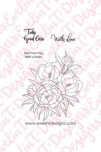 Digital Floral Peonies stamp